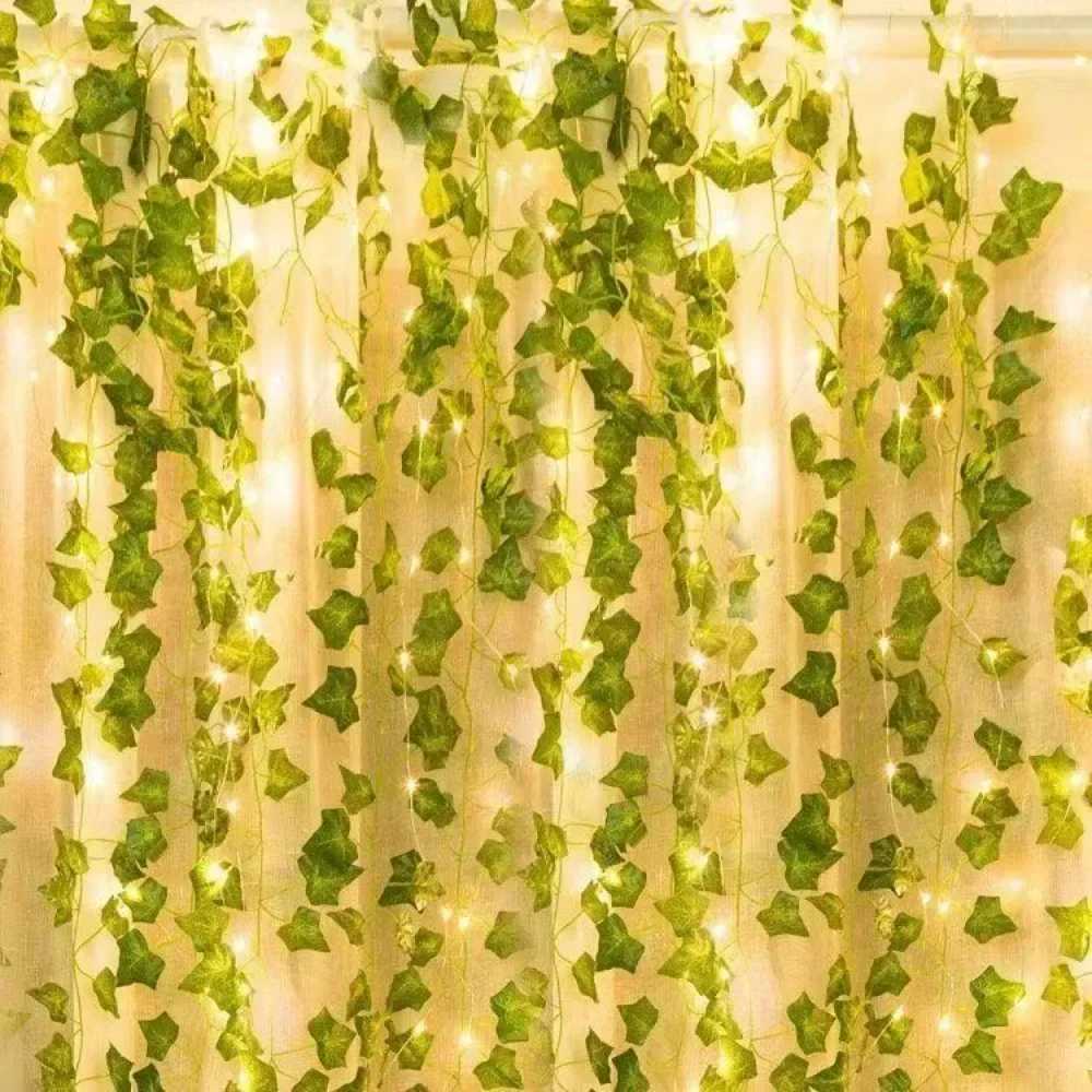 3M USB Maple Leaf Curtain Lights Ivy Artificial Green Leaf Garland Fairy Light String for Wedding Holiday DecorationXJ250612