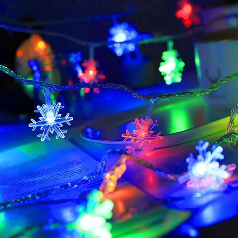 1Pc Christmas Lights Snowflake String Light LED Battery Operated Waterproof Snowflake Fairy Lights For Bedroom Garden Decoration XJ250612
