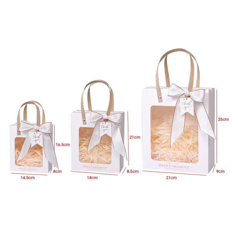 Transparent Kraft Paper Handbag for Window Opening, Souvenir Gift Tote Bag, Candle Storage Packaging, Cosmetic and Candy Box