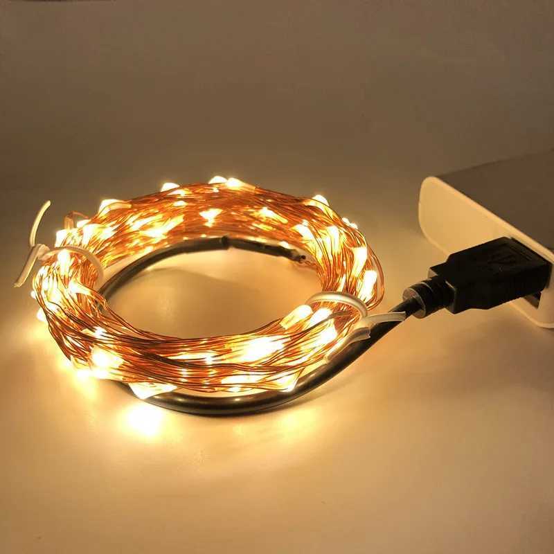 2M 5M 10M Lighting Chain LED Holiday Colored Lights Christmas Wedding Decoration Star String Warm White USB Copper Wire Light XJ250612