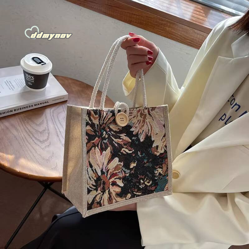 Portable Hand Linen Bag Women Ins Style Students Handbags Fashion Ladies Top-handle Bags Designer Luxury Bolsa ddmynov