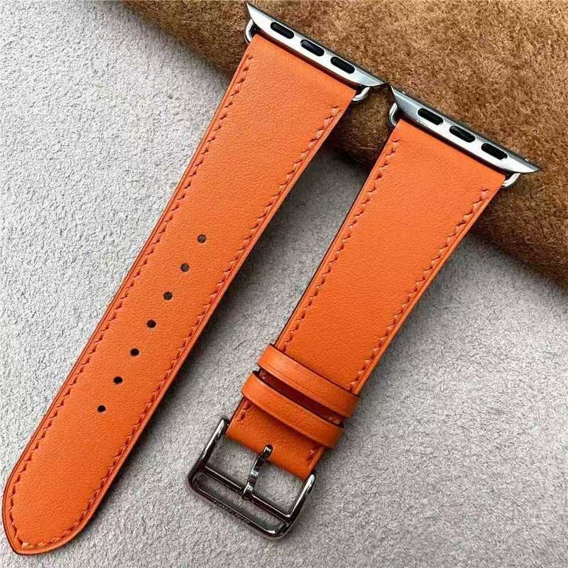 Hand-sewn genuine leather watch straps Apple Watch Band Easy 49mm Replace Silicone Bands H Alloy Buckle For Series 1 2 3 4 5 6 7 8 9 Ultra SE Ultra2 38/40/41Mmm 42/44/45mm 9X7Y