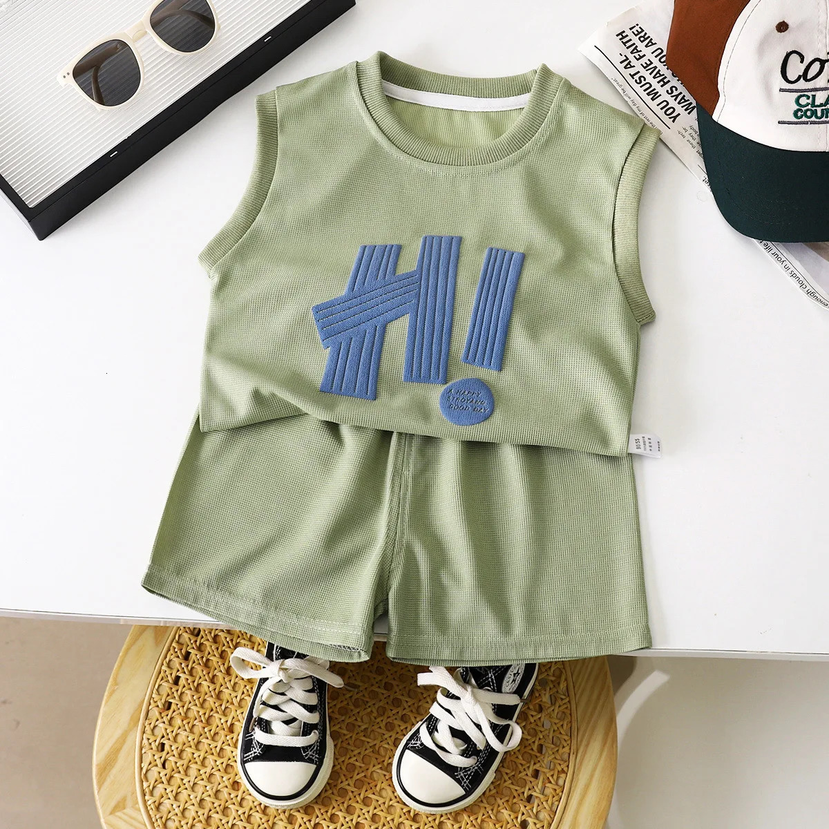 Childrens Clothing Set Letter Printed Sleeveless Vest Top Shorts 2PCS Kids Clothes Boys Baby Outfits Set Clothes Set 250613