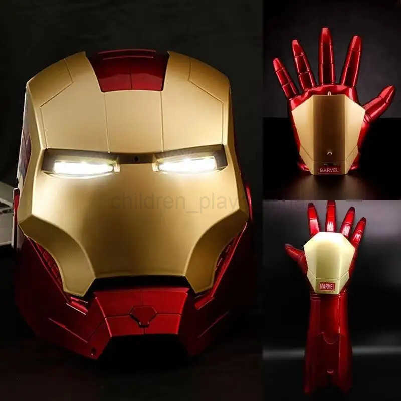 Disney Marvel Iron Man Helmet Mk Jarvis Wearable Automatic Opening And Closing Hood Deformable Luminous Hood Mechanical Arm Toy Gifts W250613