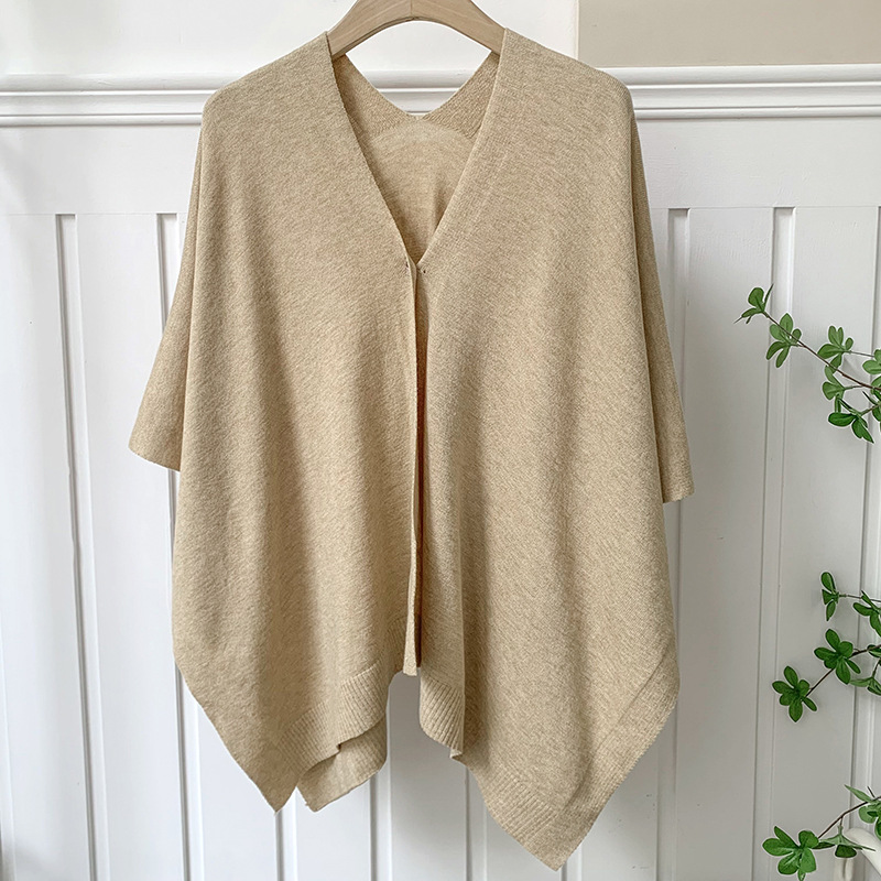 K1010 Sunscreen shawl long versatile cape fashionable knitted cardigan women's skin-friendly summer thin style cardigan travel solid color