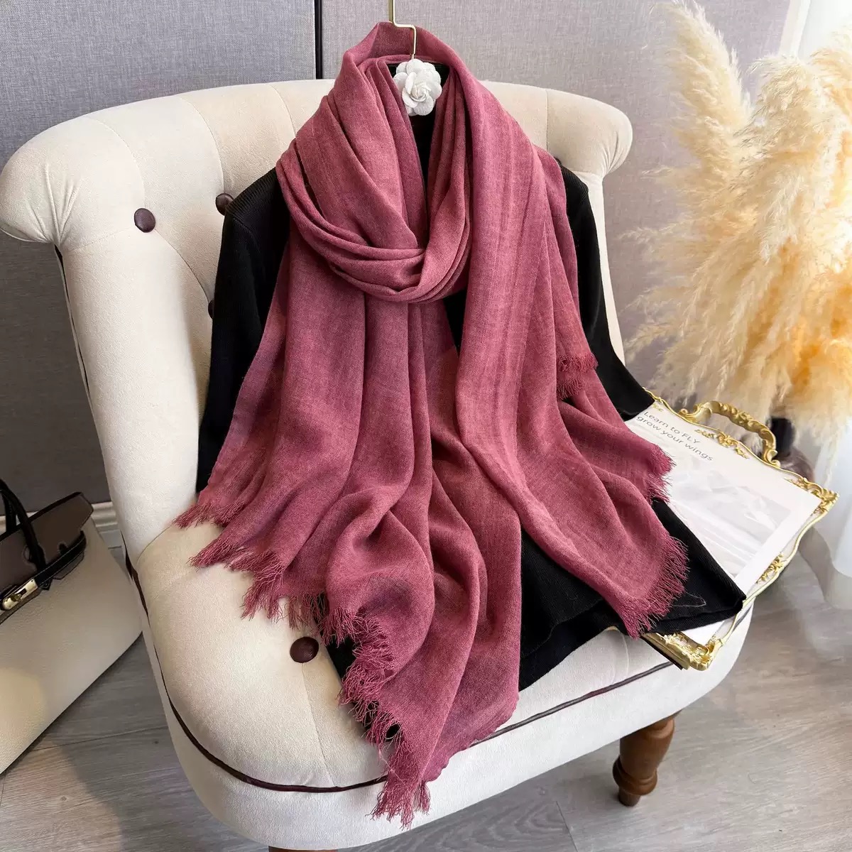 K1002 New Korean cotton and linen scarf for women in spring and summer, all-match solid color long shawl, literary and casual thin sunscreen
