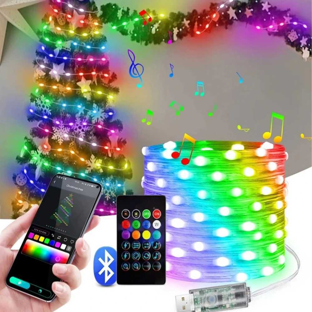 5M/10M/20M RGBIC LED Smart Fairy Lights Bluetooth APP Control String Light DIY for Christmas Party Wedding Home Decoration XJ250612