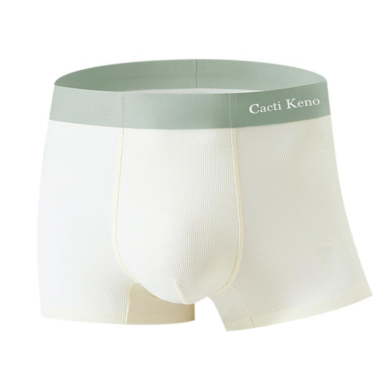 High Quality Men's Waffle Texture Bamboo Rayon Boxer Trunks, Quick-Dry Breathable Seamless Summer Underwear Free Shipping