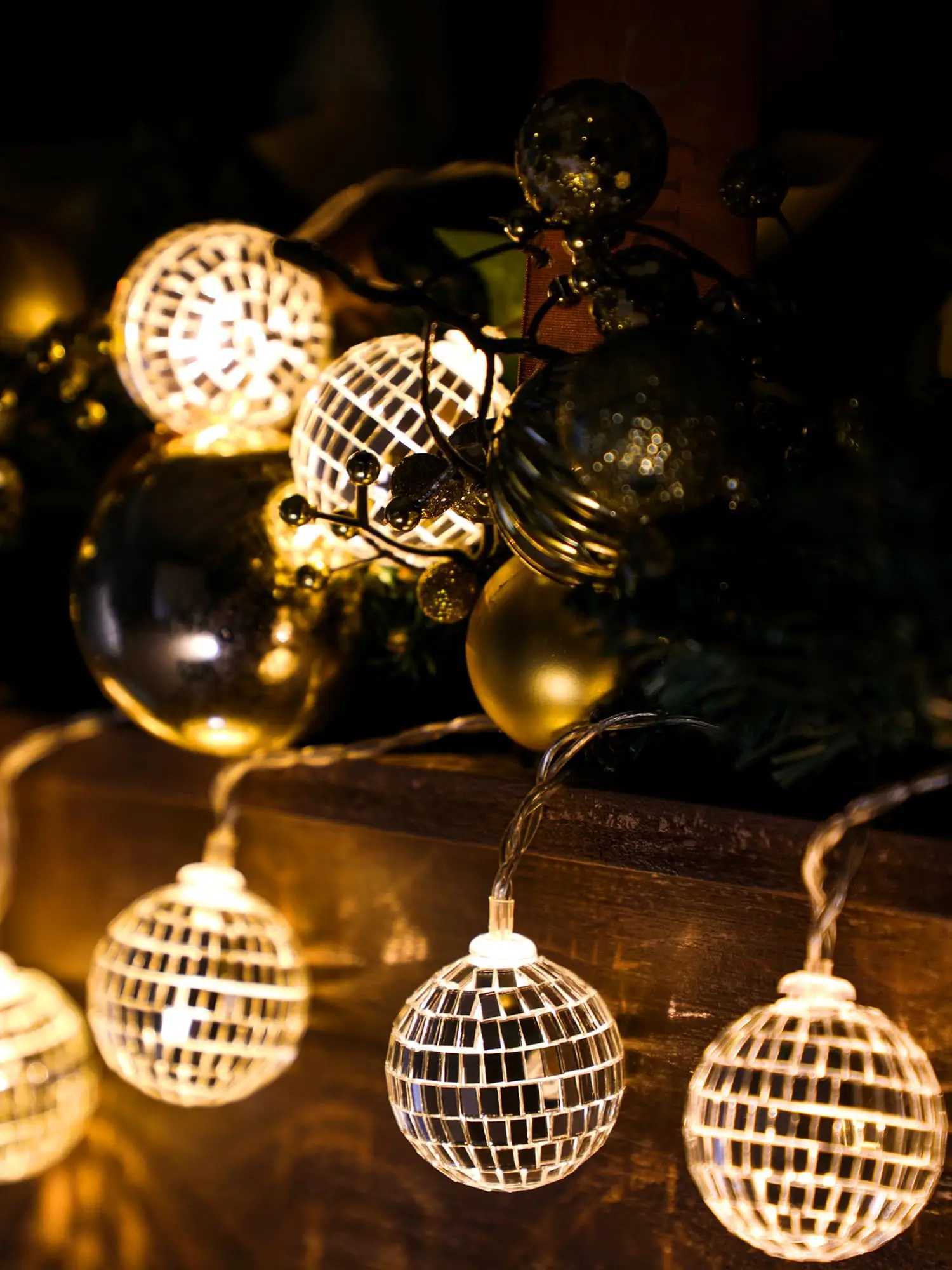 Disco Ball LED String Lights - Battery Powered Fairy Lamp for Bedroom Home Decoration Garden Party Wedding Birthday Decor XJ250612