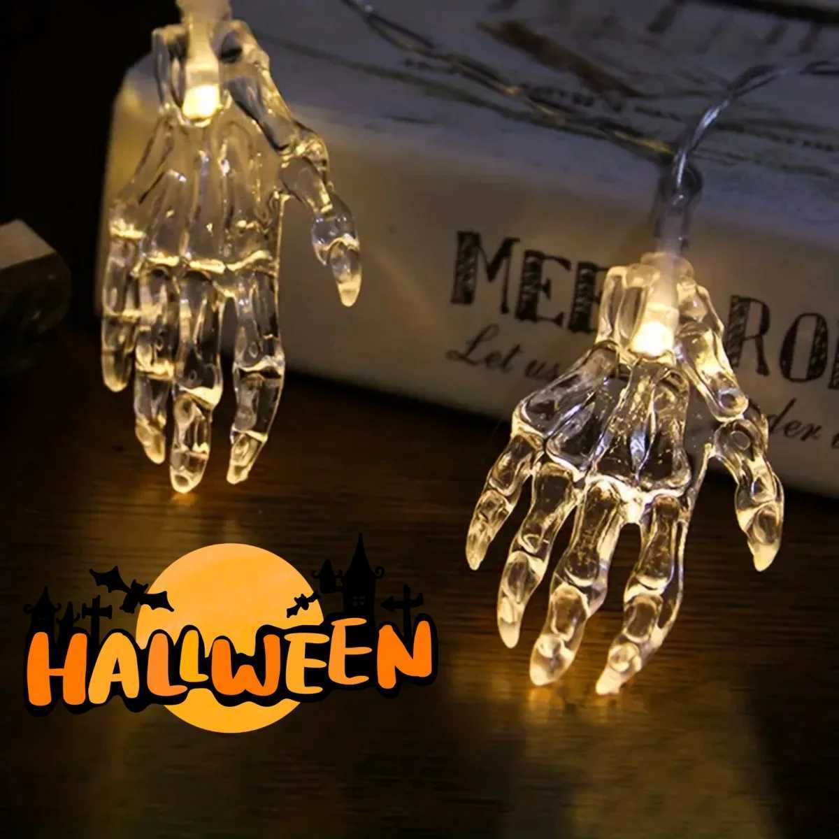 1pc LED Ghost Claw Decoration String Lights Horror Atmosphere Halloween Lamp Battery Operated Suitable For Haunted Party Decor XJ250612