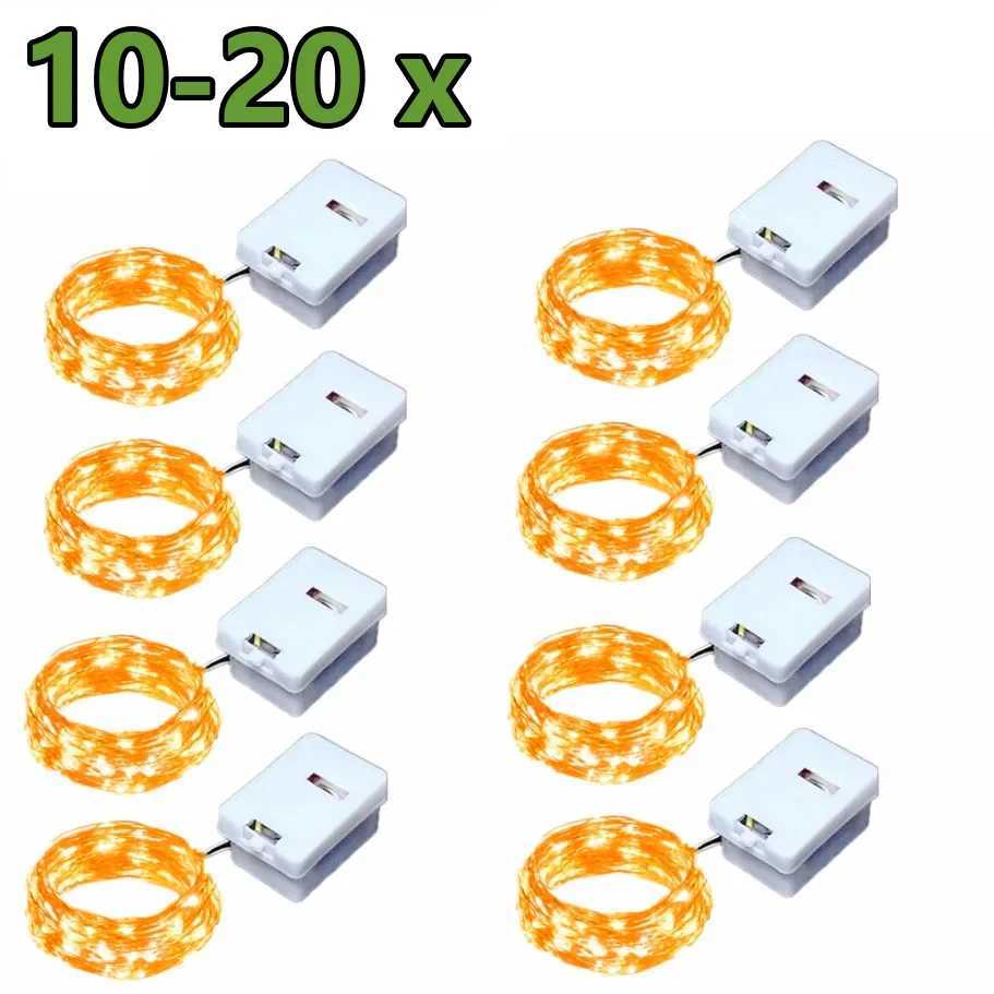 20x LED String Lights Copper Silver Wire Garland Light Waterproof Fairy Lights For Christmas Wedding Party Decoration With BatteryXJ250612