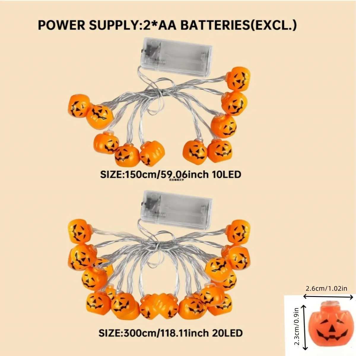 1PC LED Halloween Mini Pumpkin String Lights Battery Powered Indoor Decorative Lights Scary Atmosphere Lamp Suitable For Bar XJ250612
