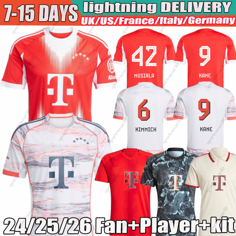 bayerns FC 25 26 MUNICH Soccer Jerseys Luis Diaz MUSIALA KANE KIMMICH Sane Muller de Ligt J. Davies Coman Gnabry 2025 football Shirt Men Kids kit