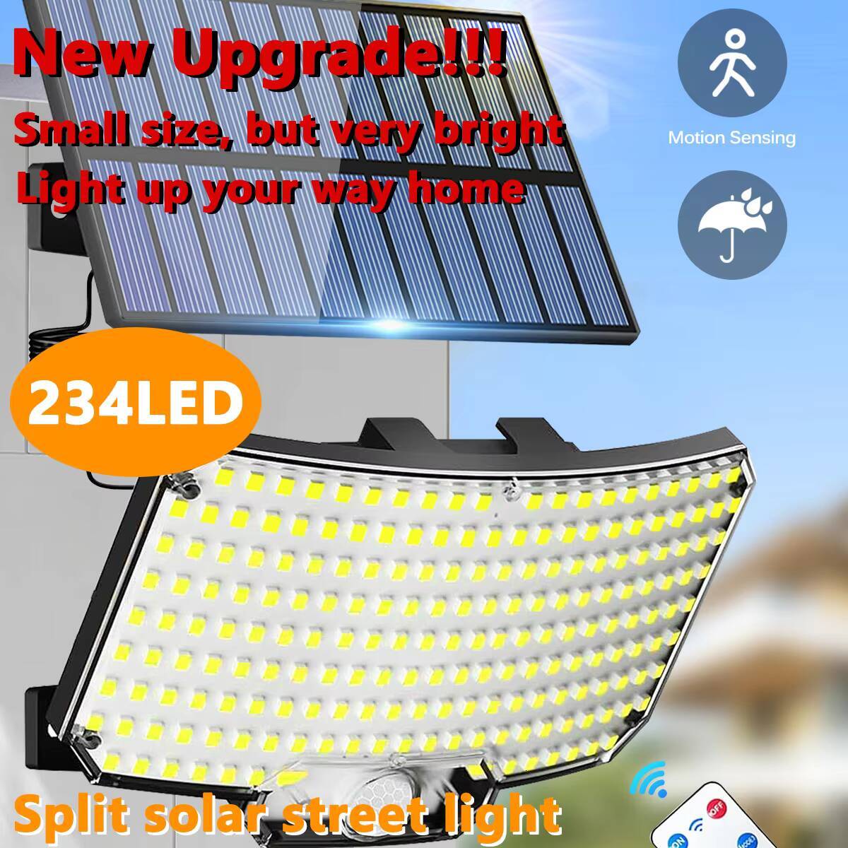 234LED 3 Modes Outdoor Motion Sensor Flood Lights Wall Lamp with Remote Waterproof Security Solar Light for Outside