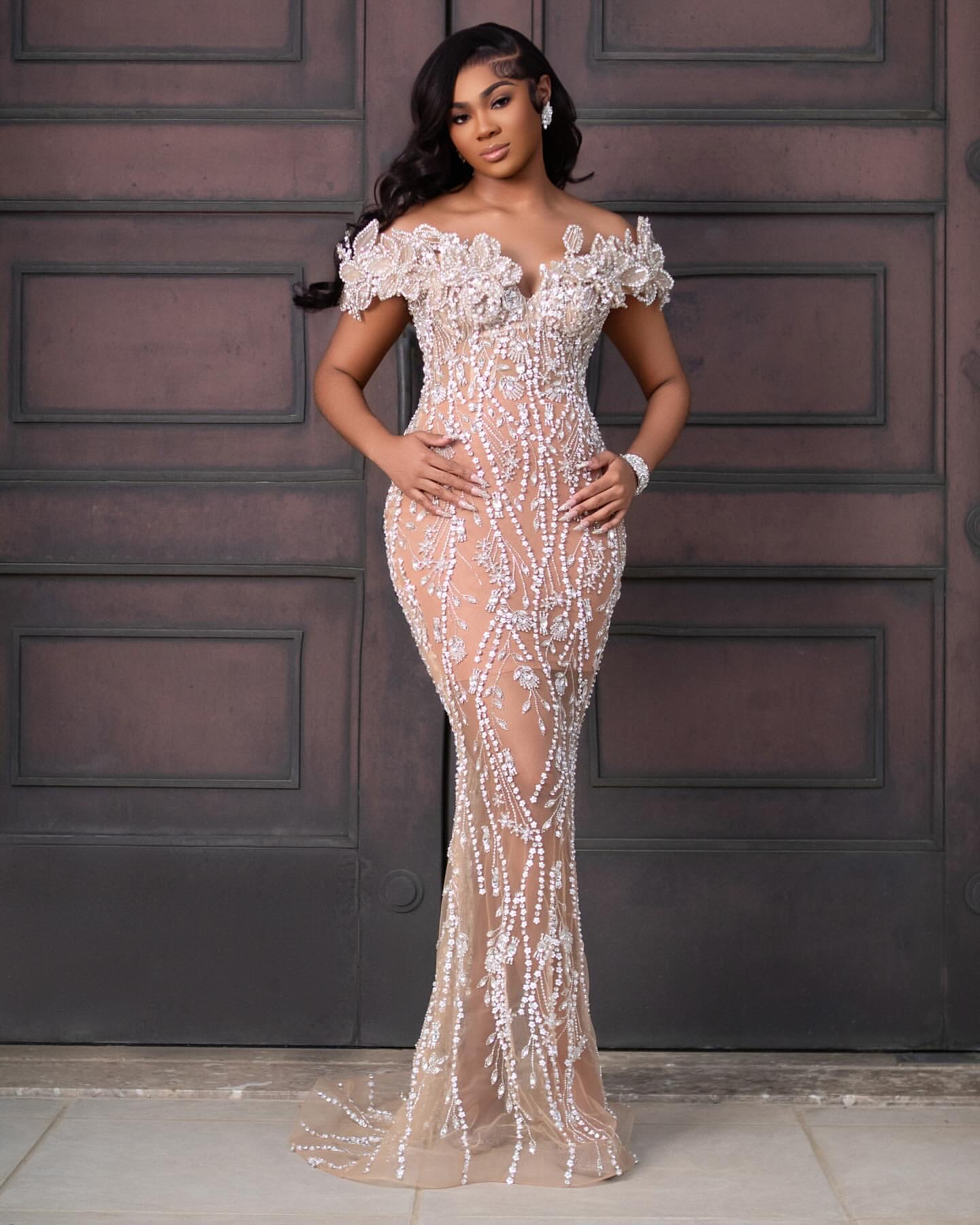 Champagne Mermaid Prom Dresses 2025 Flowers Crystals Illusion Lace Evening Formal Party Second Birthday Engagement Gowns Plus Size Dress For Special O