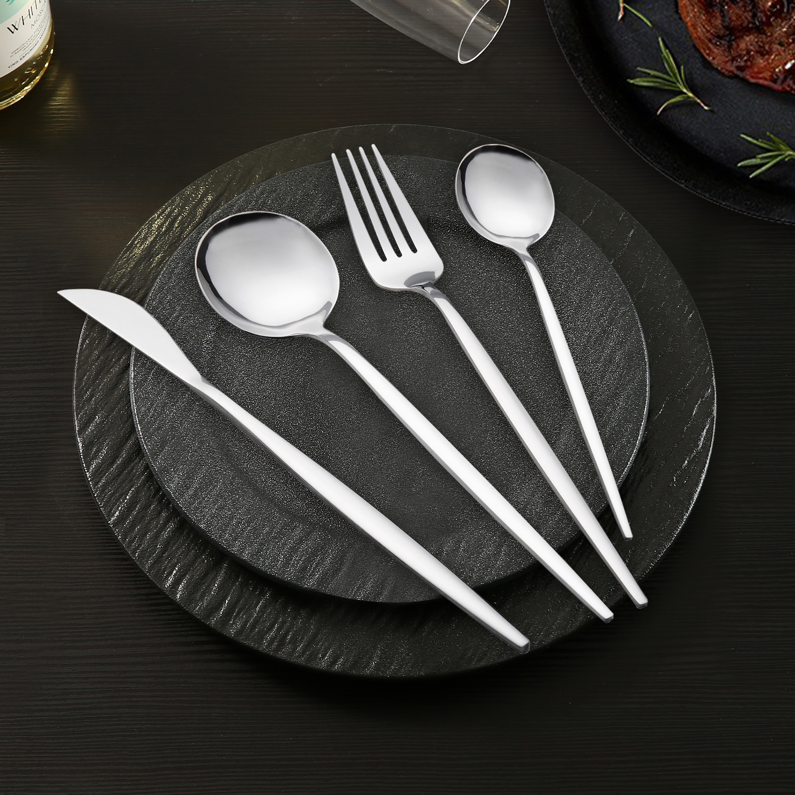 Neutral Pack 24pcs Stainless Steel Flatware Set Service for 6, Mirror Polish Cutlery (Ships from USA with free shipping) - Dishwasher Safe