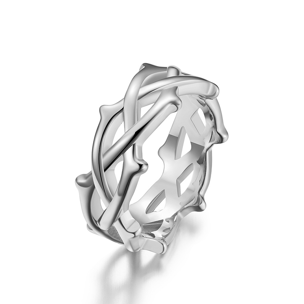 Vintage Twining Thorny Vines Ring Stainless Steel Gold Plated Women Mens Jewelry