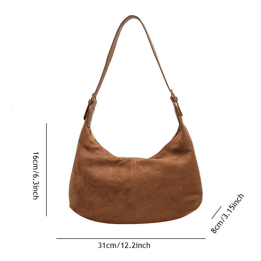 Vintage Handbag Purse for Women Suede Shoulder Causal Crossbody Bags Female Luxury Designer Clutch Ladies Crescent Hobo Bag ddmynov