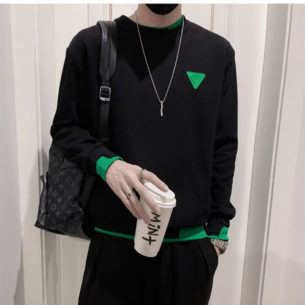 Men's Sweaters Autumn Winter Casual Sweater Long Sleeve Slim Knitted Pullovers Fashion Contrast Crew Neck Pullover Men Clothing