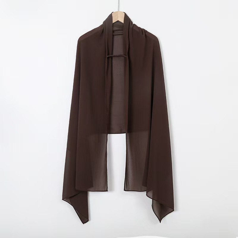 T957 new fashion and convenient integrated headscarf pearl chiffon material head scarf with elastic band adjustable scarf
