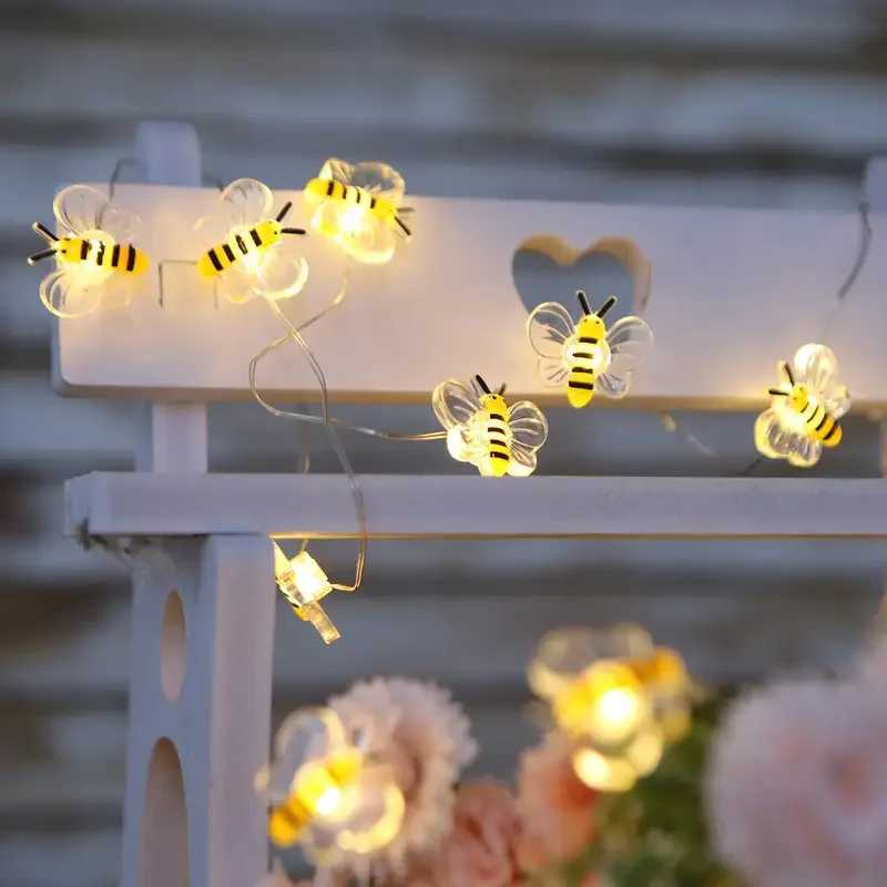 1pc 10/20/30 LED Cute Bee String Lights Garden Fairy Lights Battery Powered For Outdoor Indoor Home Party Holiday Gift Decor XJ250612