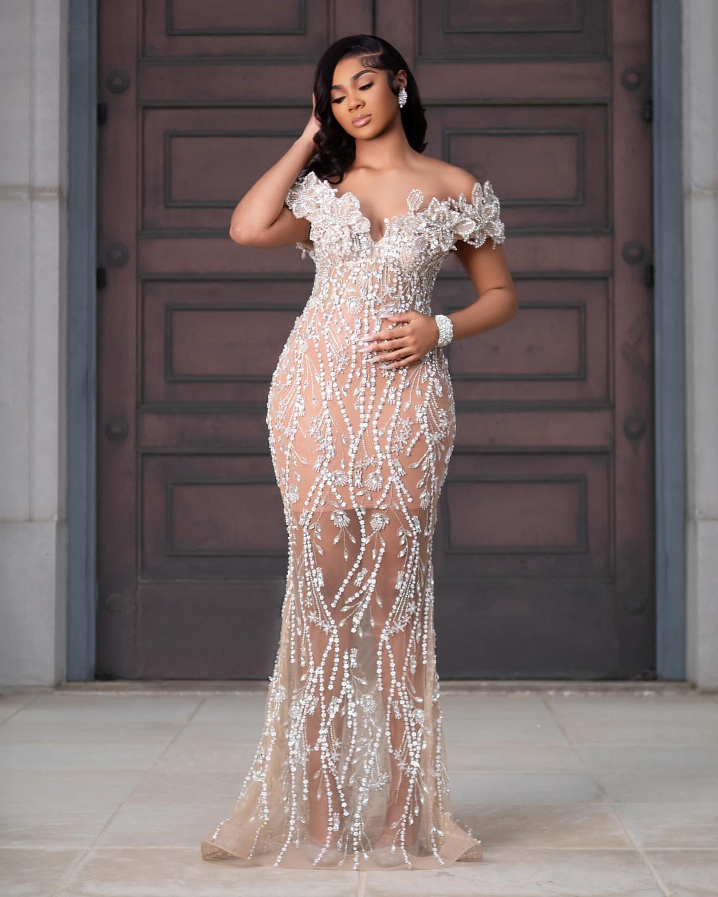 Champagne Mermaid Prom Dresses 2025 Flowers Crystals Illusion Lace Evening Formal Party Second Birthday Engagement Gowns Plus Size Dress For Special O