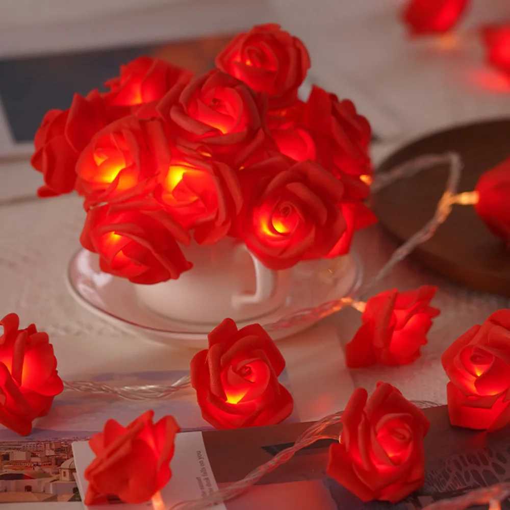 3M 20 LED Rose String Lights Battery Operated Flower Garland Fairy Lights Valentine Wedding Party Decoration Christmas LightsXJ250612