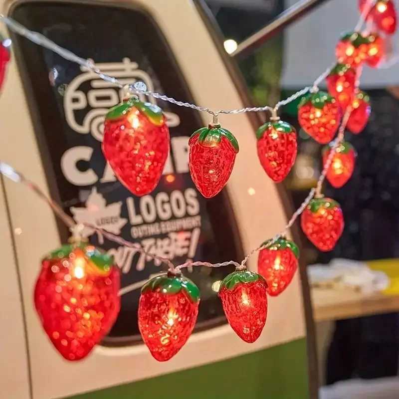 1PC 10/20/30/40 LED Strawberry Fairy Lights Battery Operated Fruit String Lights For Indoor Outdoor Bedroom Holiday Decoration XJ250612