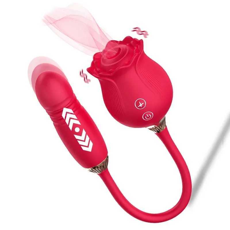 Rose Sucking Thrusting Dildo Vibrator for Women Nipple Clit Stimulator Vibrating Egg Tongue Licking Clitoris Sucker Sex Toy XJ250613