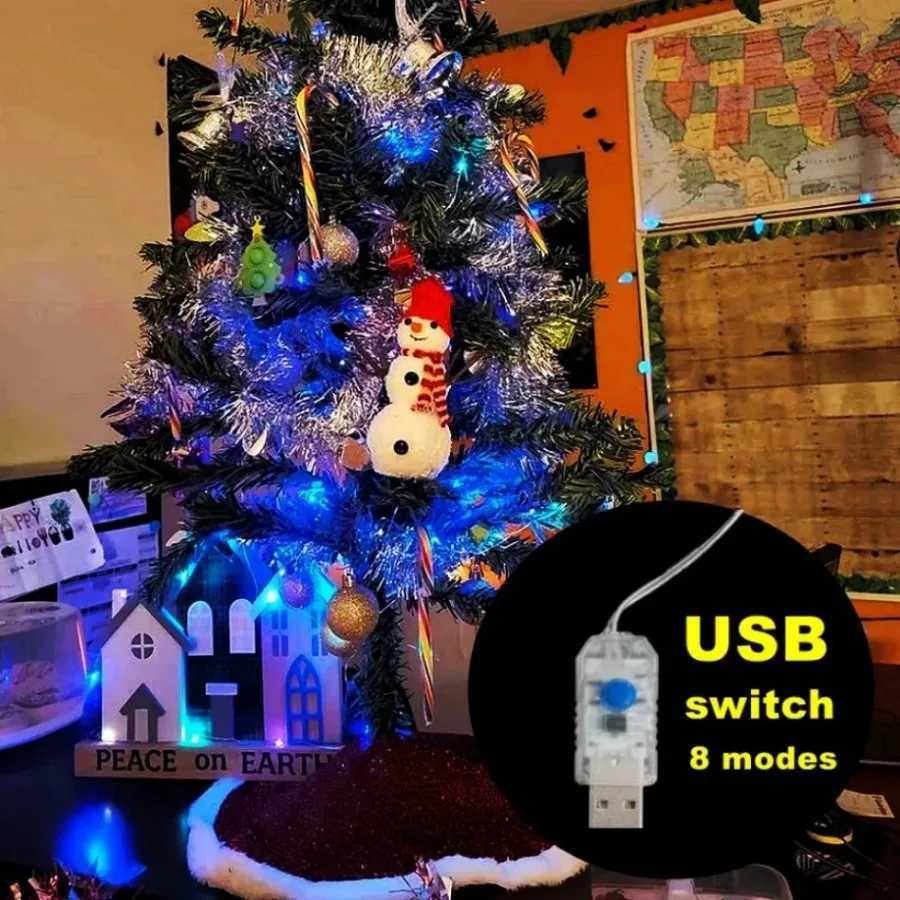 LED Fairy Lights USB Power String Lights Christmas Garland For New Year Wedding Party Tree Garden Terrace Decoration 8 Function XJ250612