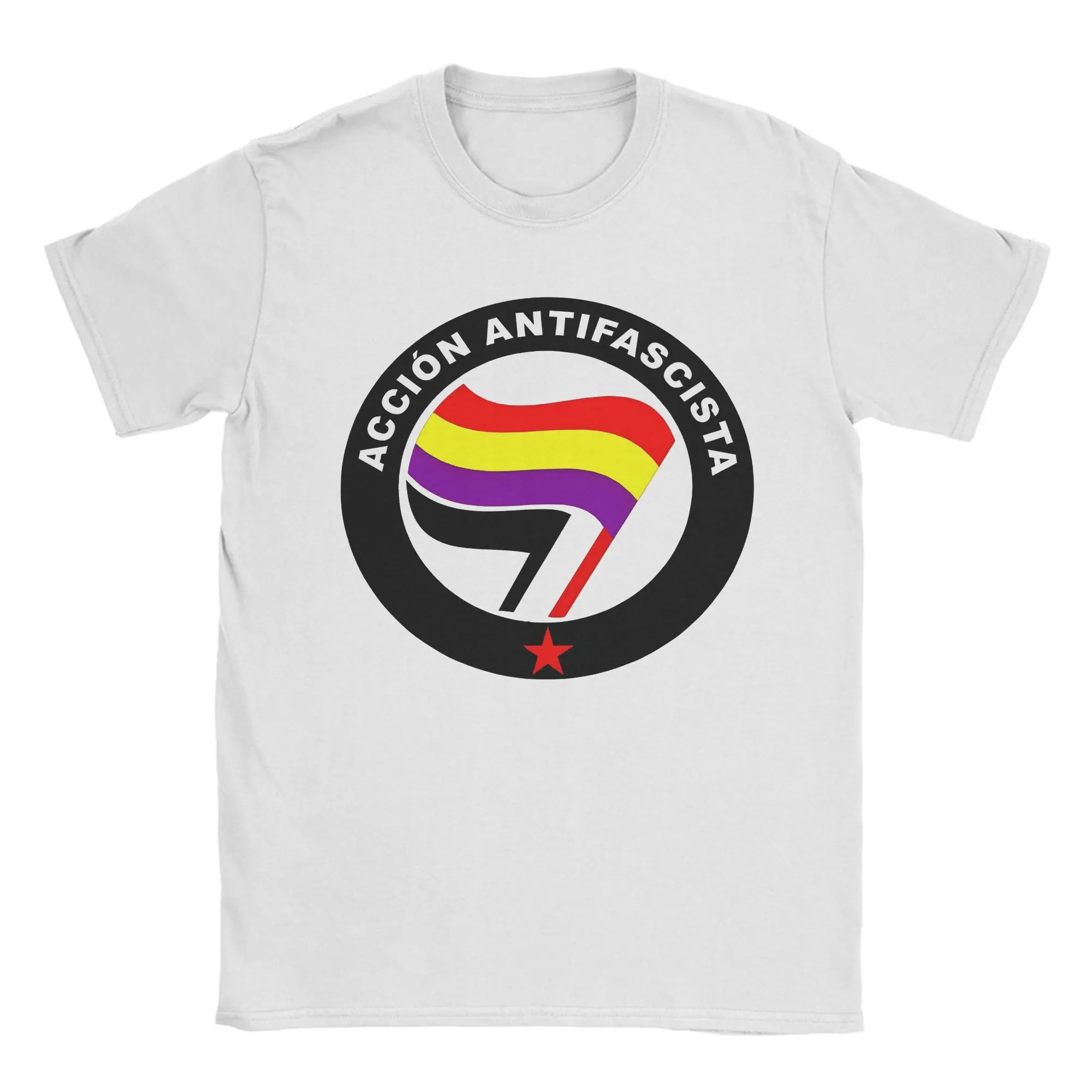 Antifascist Action Spanish Republic Designer T Shirts for Men Pure Cotton Cool T-Shirts O Neck Anti Fascist Tee Shirt Short Sleeve Tops 2025 New