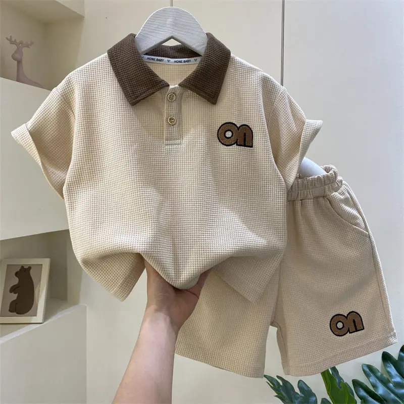 Childrens Top and Bottom Clothes Set Suits Summer Childrens Polo Shirts Short Sleeves Shorts Suits Casual Sports Clothes 250613