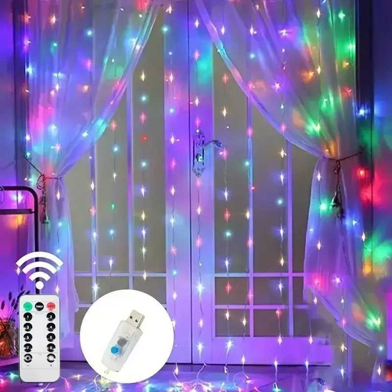 USB Curtain LED String Lights 3/4/6M Remote Control Bedroom Holiday Wedding Birthday Christmas Decoration Fairy Garland Lamp XJ250612