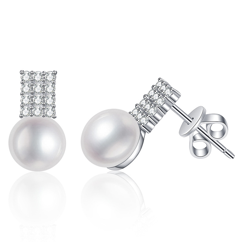 925 Sterling Silver Stud Earrings, Women's French Geometric Full Diamond D-Color 36-Point Moissanite Studs, Affordable Luxury Fashion Earrings
