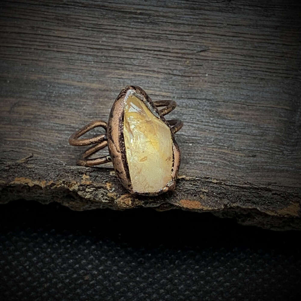 Wind Twelve Birthstone Natural Raw Stone Irregular Adjustable Open Ring Women's Birthday Gift