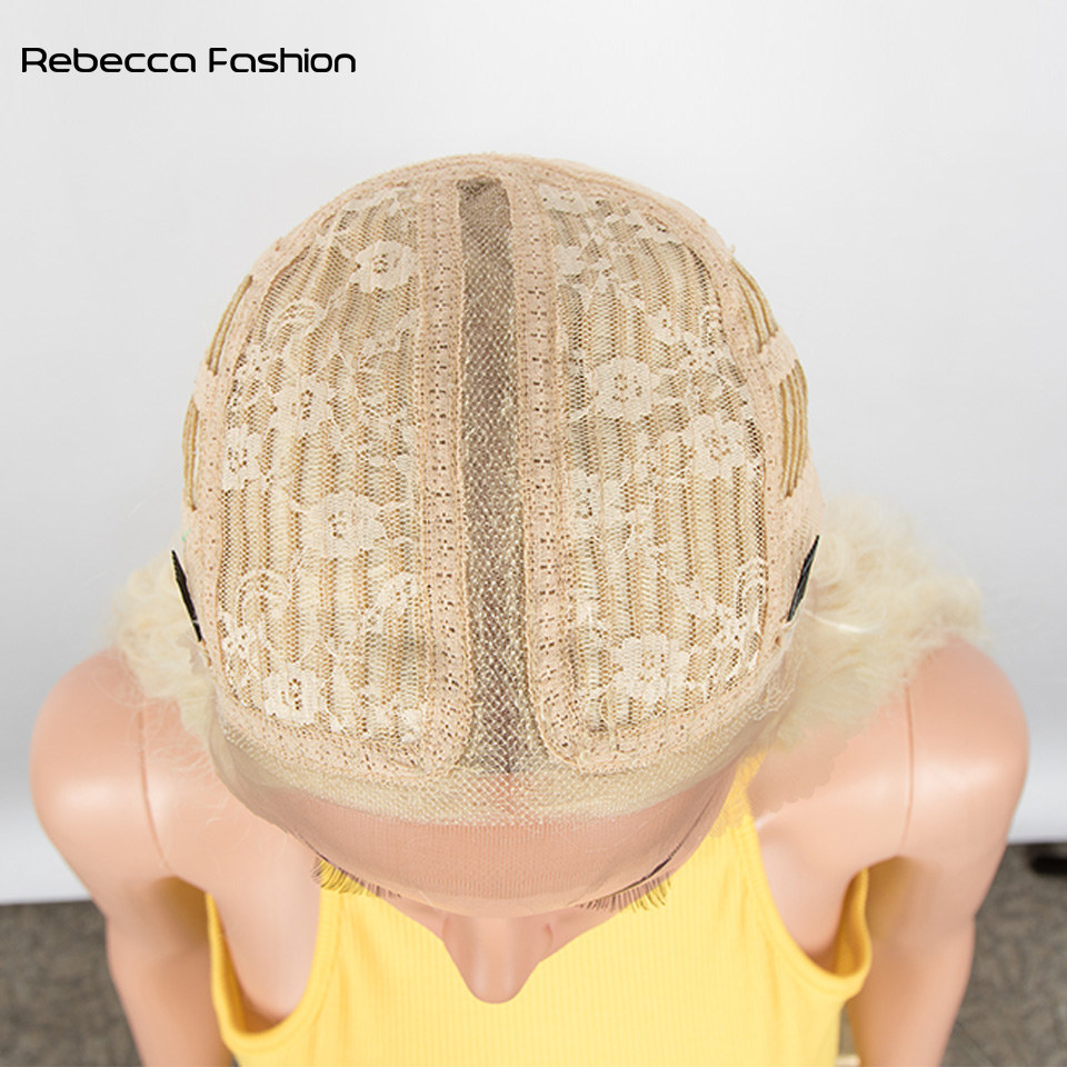 Rebecca Fashion Cosplay Synthetic Front For Black Women 42 Inch Long Curly Lace Wigs Ombre Highlight Ginger 613 Pink Wig