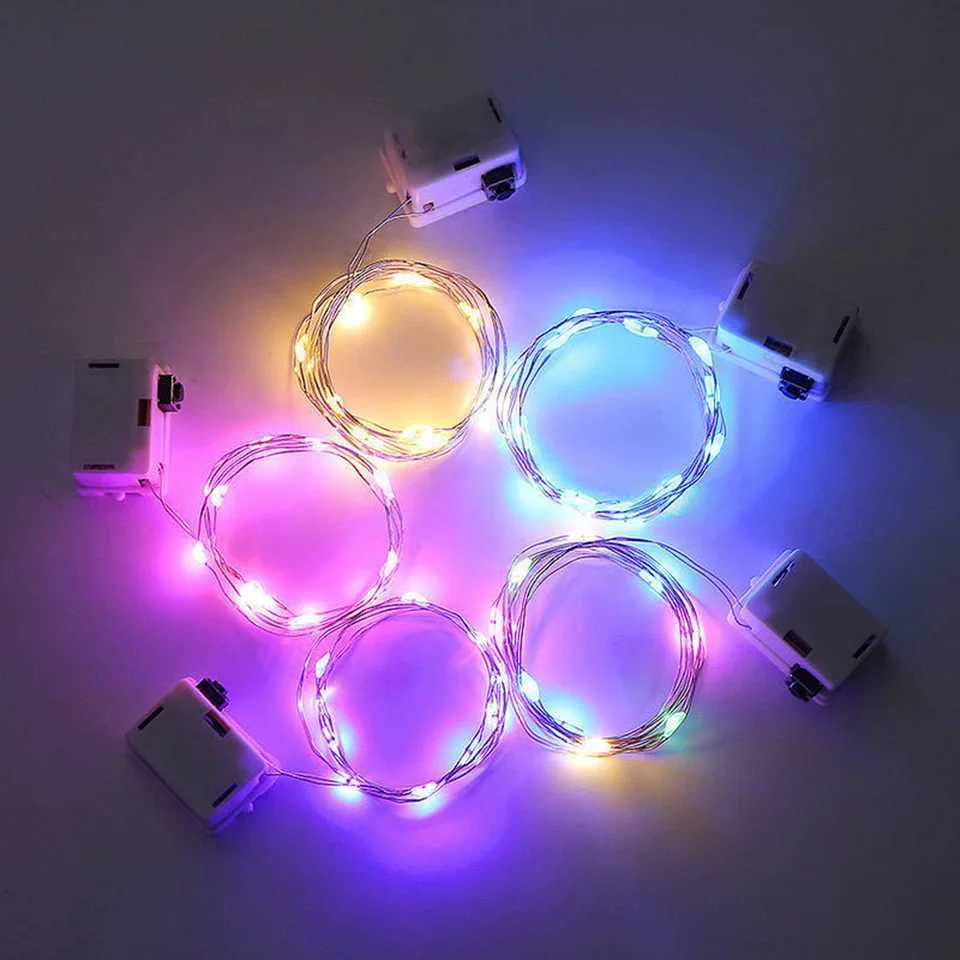5Pcs Blue Flashing Decoration LED String Lights Christmas Wedding Party Restaurant Fast Slow Lights With 3 * Button Cell BatteryXJ250612