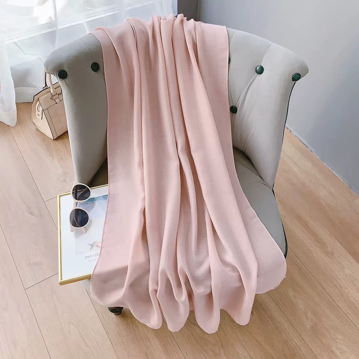 K1001 Cotton and linen scarf for women, spring and summer, literary Korean style, long, solid color shawl, thin and versatile neck scarf, air-conditio