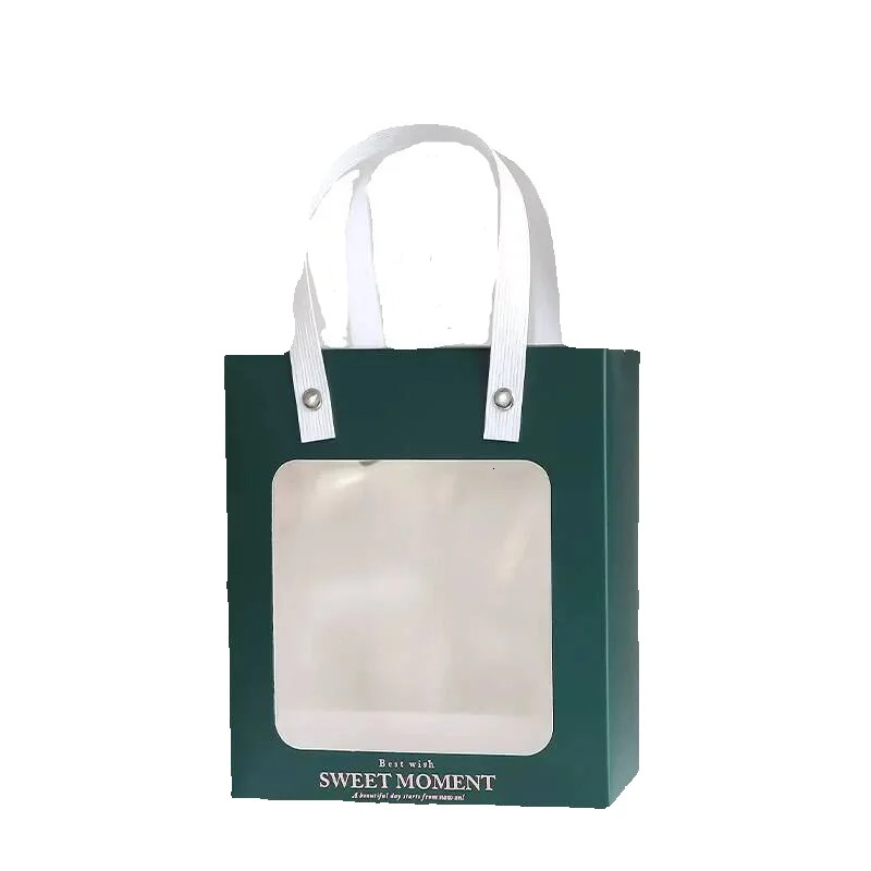 Transparent Kraft Paper Handbag for Window Opening, Souvenir Gift Tote Bag, Candle Storage Packaging, Cosmetic and Candy Box