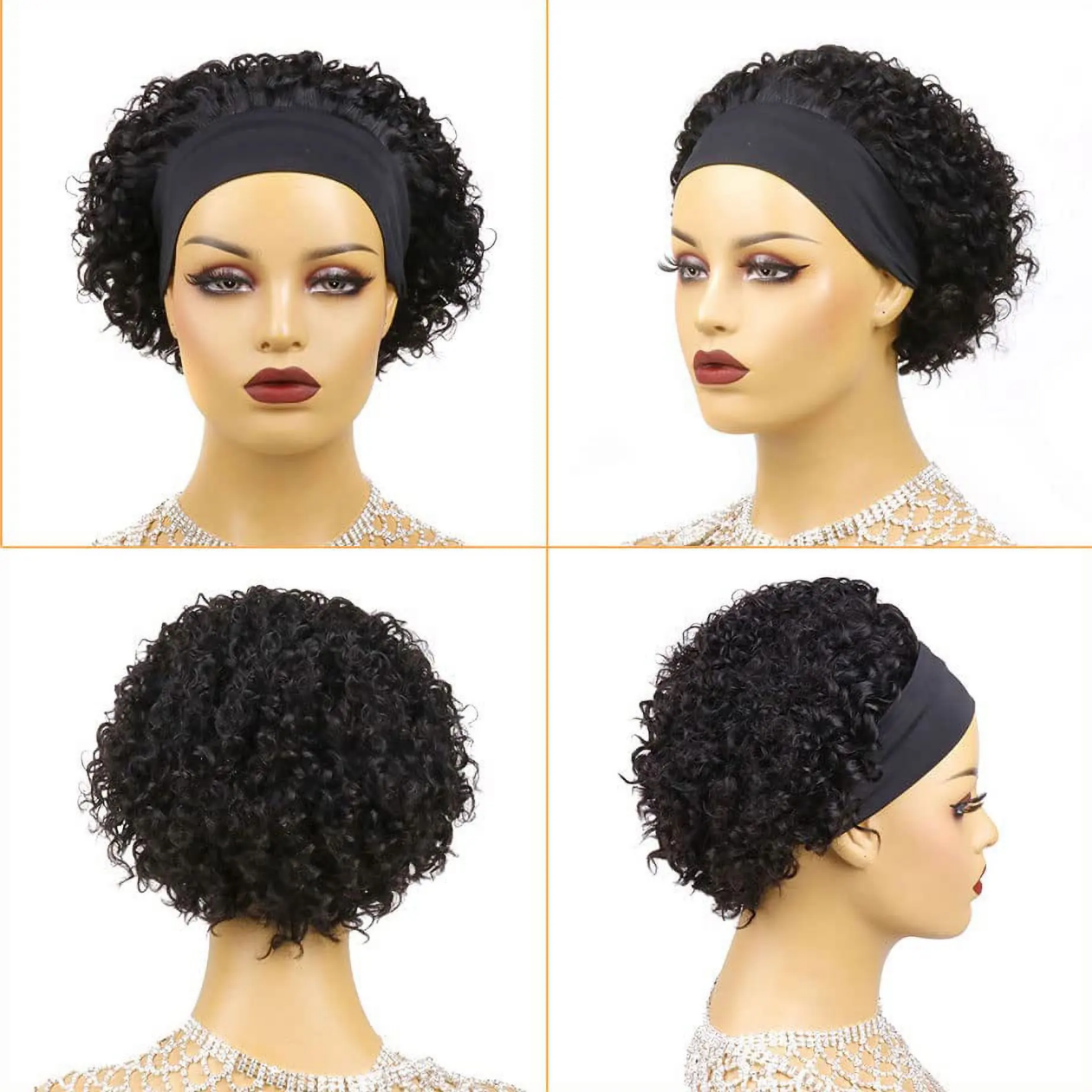 Real hair wig factory direct 100% pure human hair head covering ice silk hair band hair volume increase wig head covering