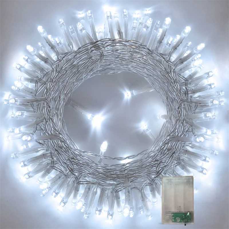 1/2/4/10M Outdoor Lights Garland LED Fairy Light Battery-operated Christmas Decorative Lights Party Wedding Garden Xmas Decor XJ250612