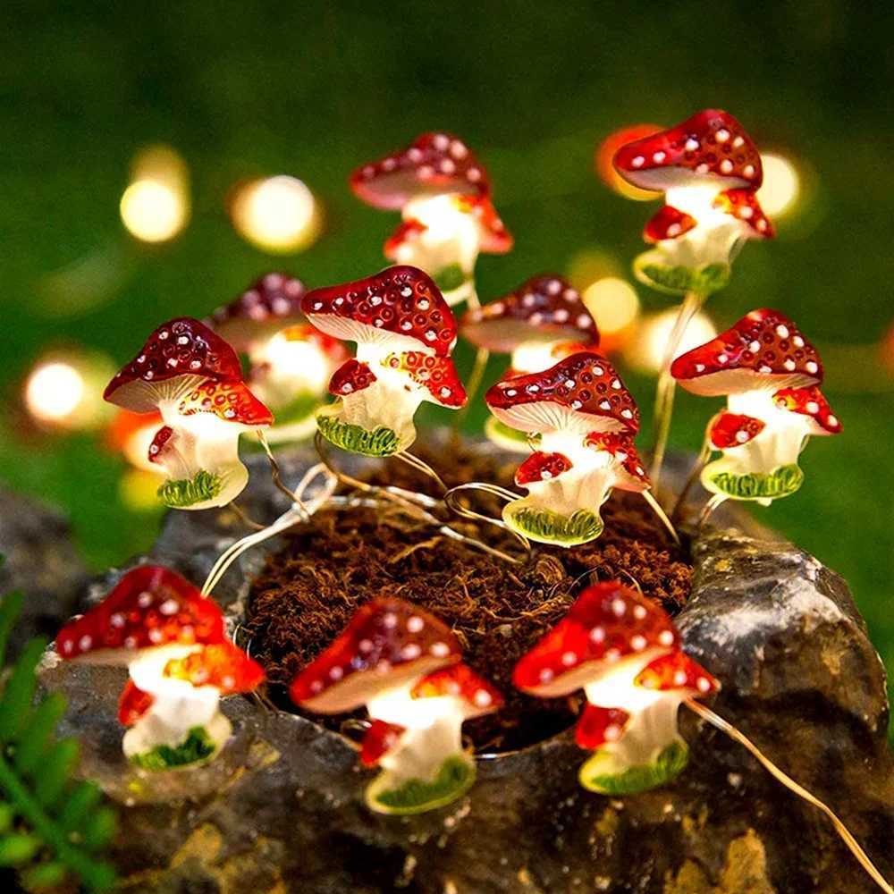20/30 LEDs Light 3D Mushroom Copper Wire Lights DIY Christmas Fairy String Lamps Mushroom Holiday Lights For Garden Party Decor XJ250612