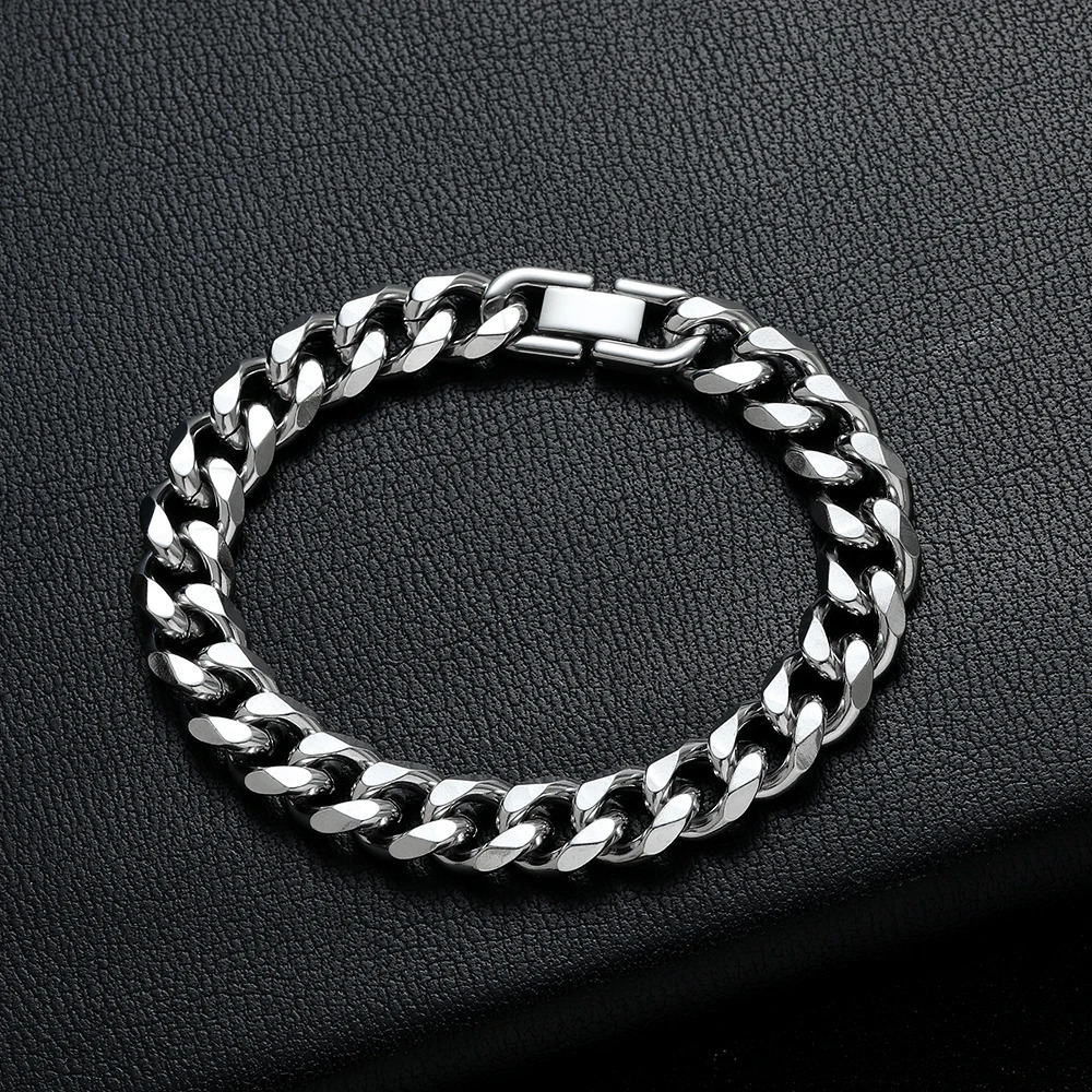 Width 8MM 316L Steel Golden Black Cuban Chain Bracelet Fashion Hip Hop Mens Jewelry Party Gift 182022CM 250528