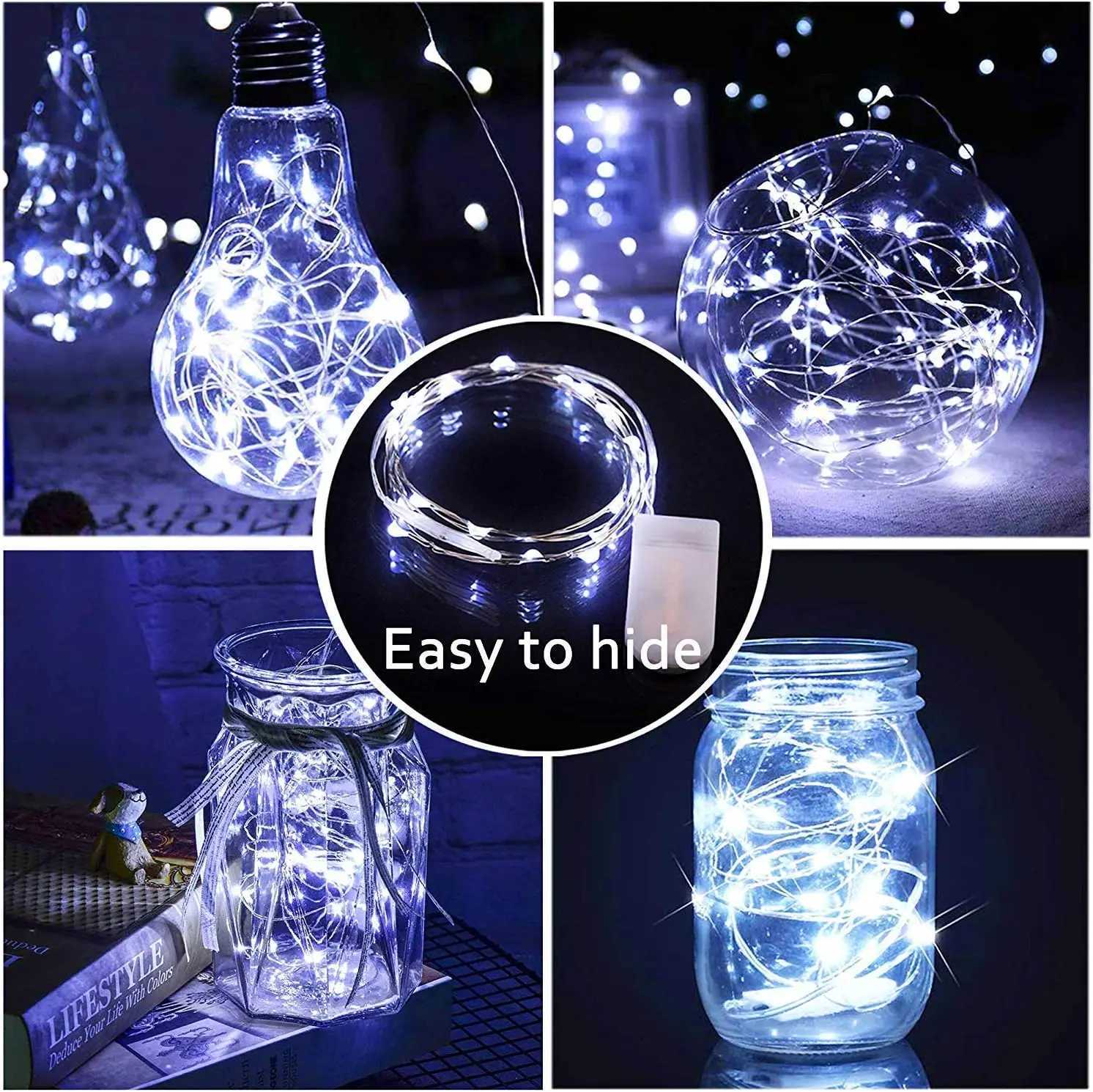 20 40LEDs Fairy Lights Battery Operated Copper Wire LED String Lights Waterproof for DIY Wedding Party Bedroom Christmas Decoration XJ250612