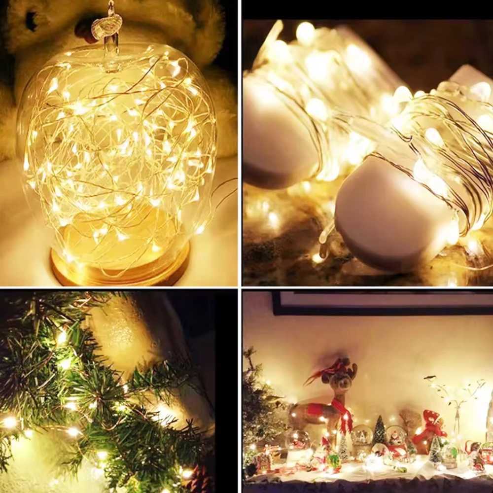 LED Copper Wire Fairy Lights Battery Powered LED String Lights Party Wedding Indoor Christmas Decoration Garland Lights XJ250612