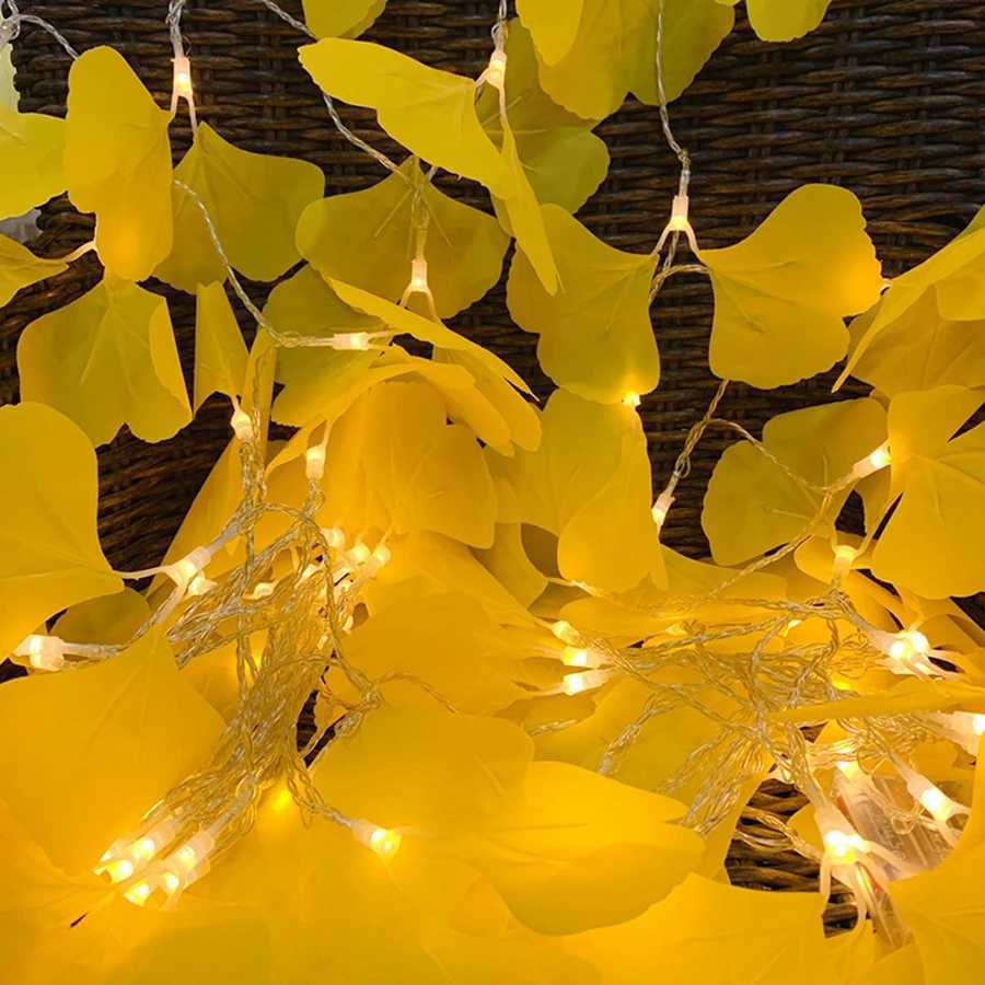 LED simulation ginkgo leaf and leaf light string small colored lights ins girls heart network red lightXJ250612