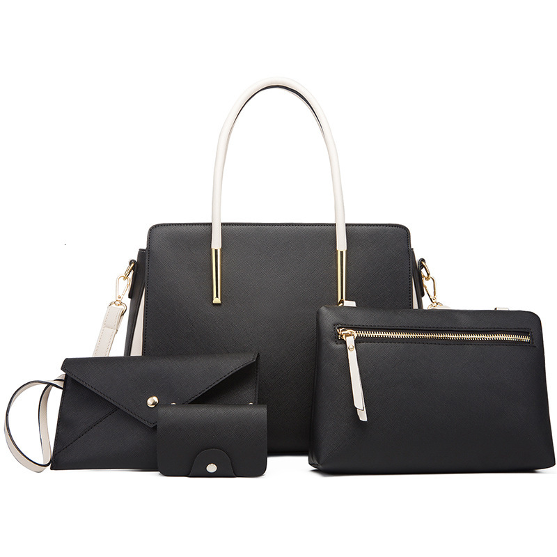 Women s bag new fashion color blocked four piece set mother and baby bag Qing Xin trend oblique shoulder bag trend designer bag women s handbag