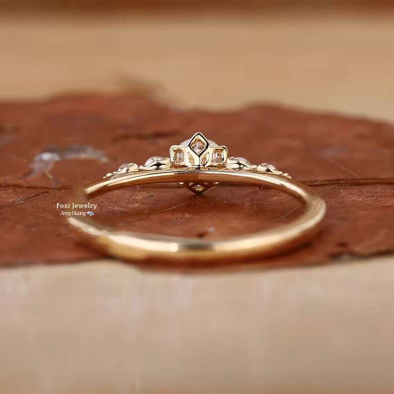 Dainty Round Lab Grown Diamond Promise Ring Solid 10K 14K Gold Diamond Set in Claw Prongs Fine Diamond Engagement Ring for Women