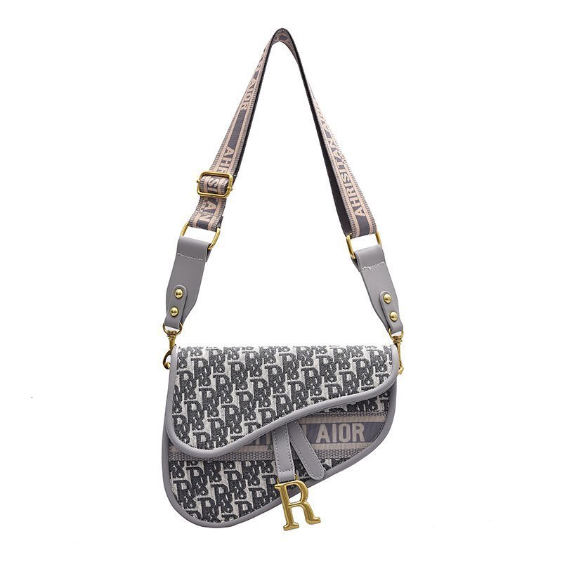 designer European and American Embroidered Saddle Bag 2025 New Wide Shoulder Strap Niche Design Single Shoulder Crossbody Women's Bag Wholesale B