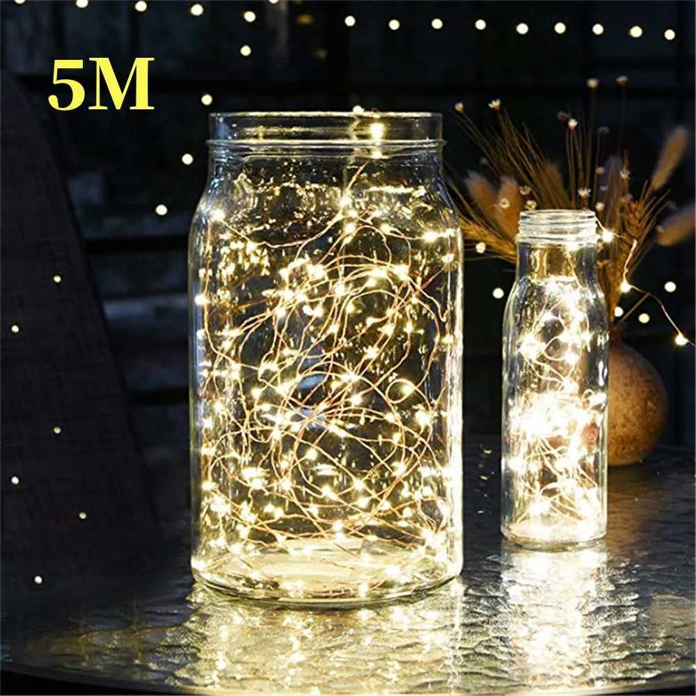 5M Copper Wire String Lights Battery Operated Christmas Garland Fairy Lights String Outdoor Garden Home Bedroom Party Decoration XJ250612